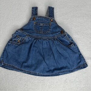 Vtg Baby Gap Newborn Denim Dress with Bear‎ Logo Green Patch y2k